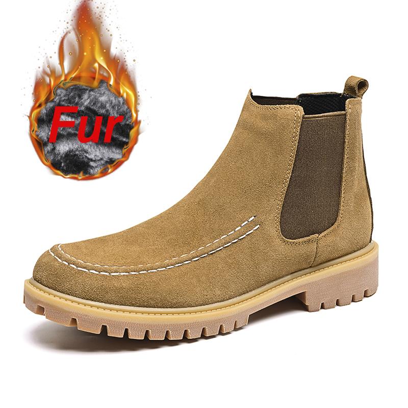 Мужские ботинки челси из натуральной замши в британском стиле, высокие деловые туфли, модные теплые зимние мужские мотоциклетные ботинки
