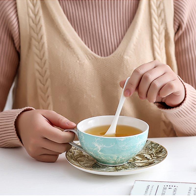 BORREY Bone China Чайный горшок Набор Цветочный чайник Керамическая чашка Офисная кофейная чашка Кружка Послеобеденный чайный сервиз в британском стиле Набор из 4 предметов