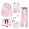 7 Pcs Woman Pajama Set Nightdress+Top+Long Short Pant Set Striped Sexy Female Pajamas