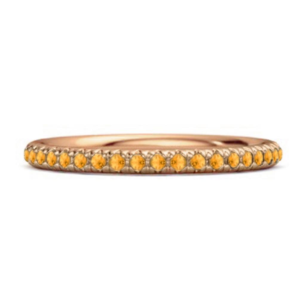 Citrine Round Eternity Ring - 925 Sterling Silver Rose Gold Vermeil