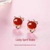 Mingjie Pink Crystal Zodiac Snake Stud Earrings - Good Fortune Gift for Women, Ear-Nourishing Jewelry for Birth Year and Festivals