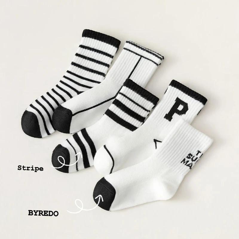 5Pairs Spring Summer Baby Mesh Thin High Long Socks Korean Style School Letter Floor Casual Short Ankle Stockings for Children