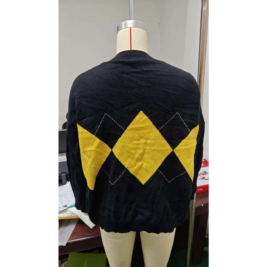 New Arrival Women's Fashion Argyle Loose Slimming Pullover Knitwear Casual Sweater Coat