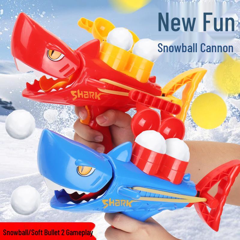 Снежкометатель Акула: Игрушечный пистолет с мягкими пулями для зимних игр на снегу на открытом воздухе