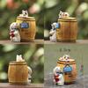 Cartoon Cute Wine Barrel Cat And Dog Mini Model Ornament For Garden Decoration
