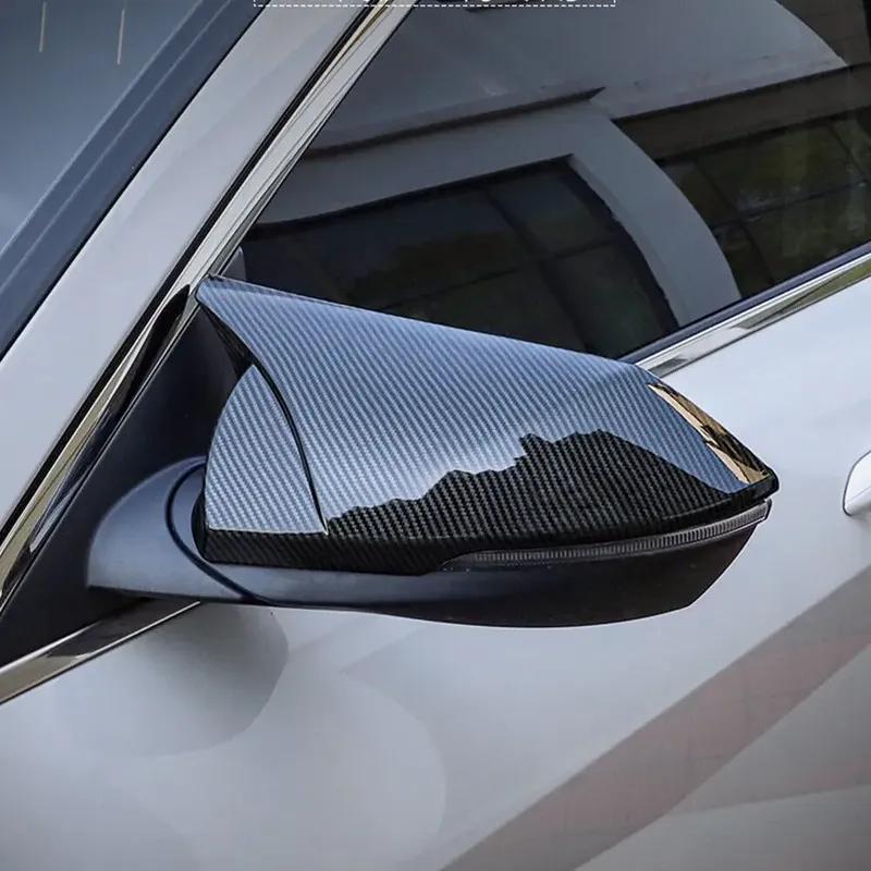 Car Upgrade Door Mirror Cover For Hyundai Elantra Car Rearview Accessories Carbon Fiber Glossy Black