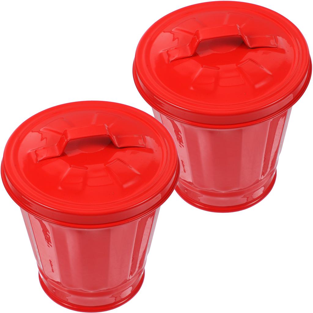 2 шт. Ручной контейнер для хранения крышек Мини-контейнер для мусора на стол для дома, офиса, общежития, столешницы Металлическое мусорное ведро с прочным железом