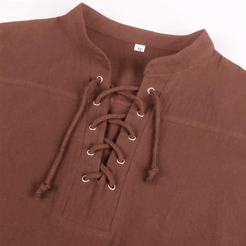 Ренессанс Средневековый рюшами Пиратская повязка с коротким рукавом Фестиваль Хиппи Готический пират Бохо Курта Повседневная рубашка