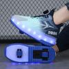 Skate Shoes for Kids LED Light Luminous Sneakers Children Two Wheels Shoes for Boys Girls with USB Charging