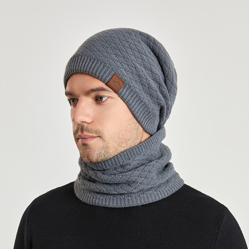 Winter Outdoor Warm Hat Women's Scarf Pullover Hat Men's Plus Velvet Warm Ear Protection Knitted Wool Hat