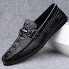 Outdoor Lightweight Men's Casual Shoes Slip-on Walking Shoes Handmade Men Loafers Breathable Crocodile Pattern Man Driving Flats
