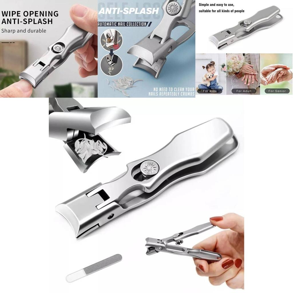Премиальный набор кусачек для ногтей из нержавеющей стали с защитой от брызг для толстых ногтей в стильном металлическом футляре