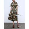 Spring and Summer French Elegance Long Bowknot Decoration Flowers Print Poplin Midi Skirt Dress 2944216