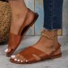 Fashion Women's Shoes 2024 Hot Sale One-word Buckle Women's Sandals Summer Solid Color Casual Beach Sandals Women Plus Size Flat Sandals