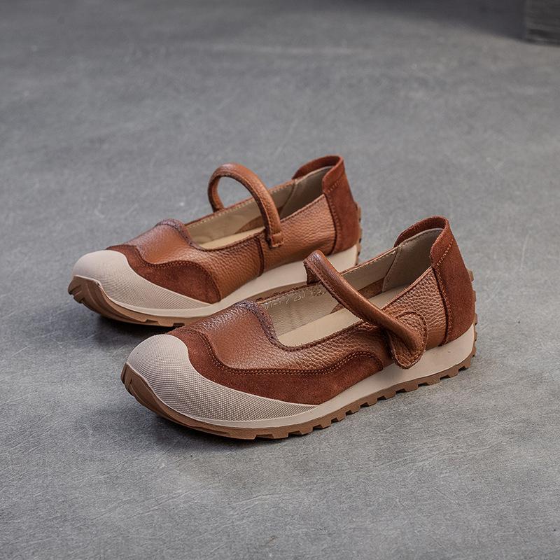 Johnature Ретро мягкая подошва мелкая натуральная кожа повседневные универсальные женские туфли на плоской подошве