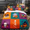 Пододеяльник на Хэллоуин King Queen Kawaii Cartoon Skull, комплект постельного белья для мальчиков, оранжевый, тыквенный, скелет, 2/3 шт., полиэстер, пододеяльник