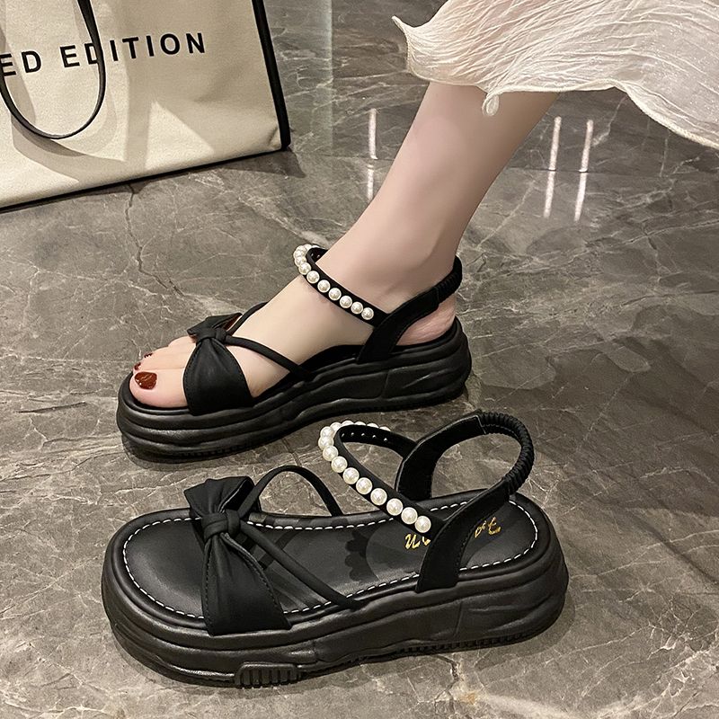 Fashion Women's Sandals Outdoor Roman Style Pearl Ladies Shoes Platform Anti Slip Hot 2025 Luxury Original Summer Comfortable on Offer