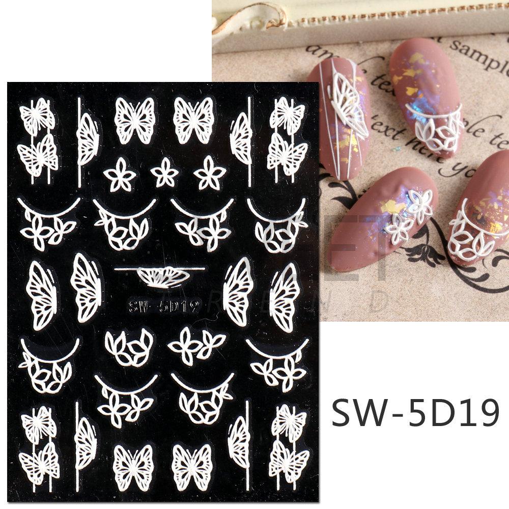 5D тисненные наклейки для ногтей, наклейки с кленовыми листьями, ромашки, тюльпаны, бабочки, осенние украшения для ногтей