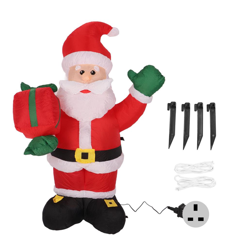 Рождественское надувное украшение 4 фута из полиэфирного волокна Дед Мороз держит подарок на Рождество