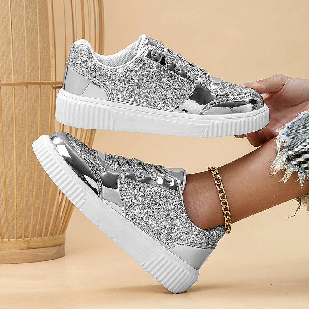 MCTIN Оригинальные золотые кеды на плоской подошве, уличные блестящие туфли для скейтбординга на платформе для женщин