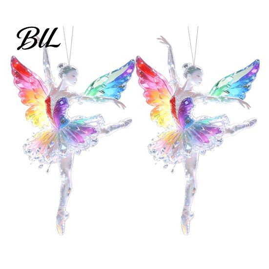 Christmas Tree Hanging Ornaments 2Pcs Glitter Ballet Girl Keychain, 2D Acrylic Pendant for Bag Backpack, Sparkling Fence Branch Decorations Dancer Car