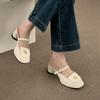 Fashion 2025 Spring Summer Thick Heel Women Mules Slippers Shoes Fashion Cover Toe Slip On Shoes Ladies Casual Street Style Sandalias