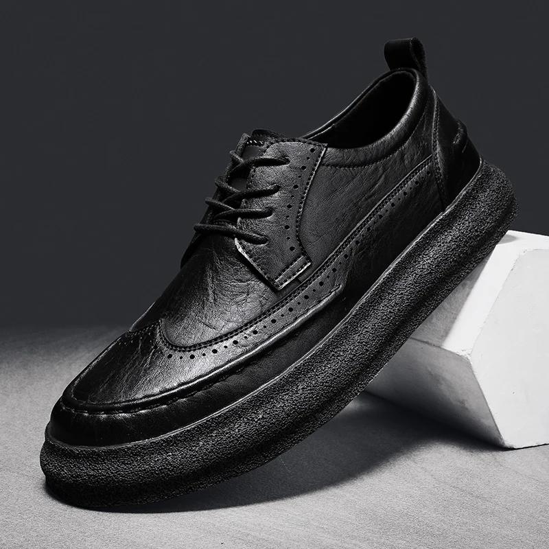 Модные мужские туфли-броги на открытом воздухе в британском стиле, кожаные туфли на шнуровке, модная повседневная обувь для деловых людей, обувь Chaussure Homme
