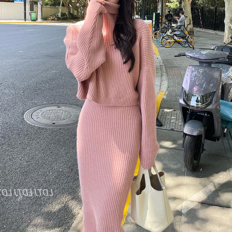 Ayollar Qishki 2 ta Paket Uzun Bodycon Sviter Ko'ylak