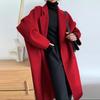 Women's Mid-Length Woolen Overcoat with Classic Pattern Autumn Winter Jacket