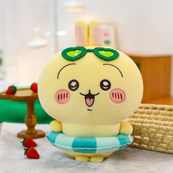 Summer Cat Plush Toy with Sunglasses And Float, Large Soft Pillow Stuffed Animal, Cuddly Beach Doll for Sofa, Gift for Girls