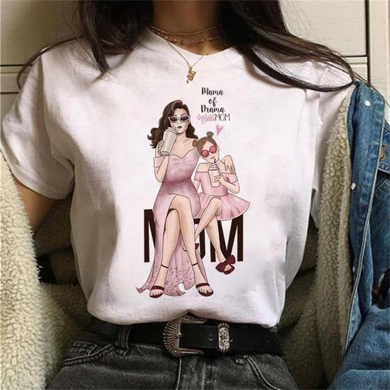 Spring Summer New Mother's Day Theme Large Size Women's Simple Cartoon Casual T-shirt Women Oversized T Shirt Tops