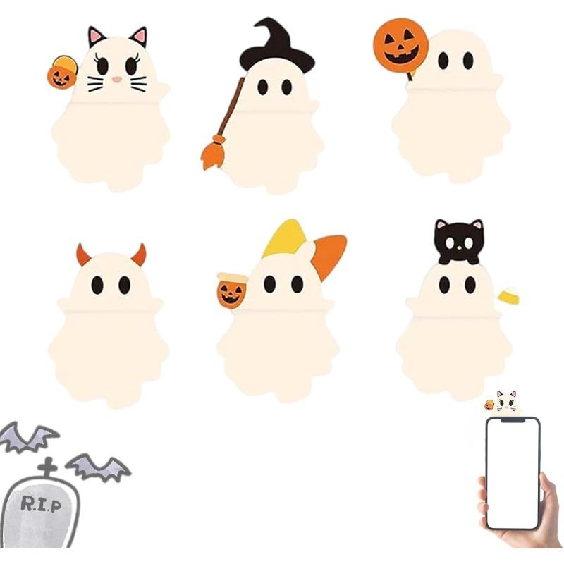 Ghostees Mystery Phone Buddy Halloween Ghost Phone Accessories Stick-on Cute Car Decor Rearview Mirror Dashboard Decorations
