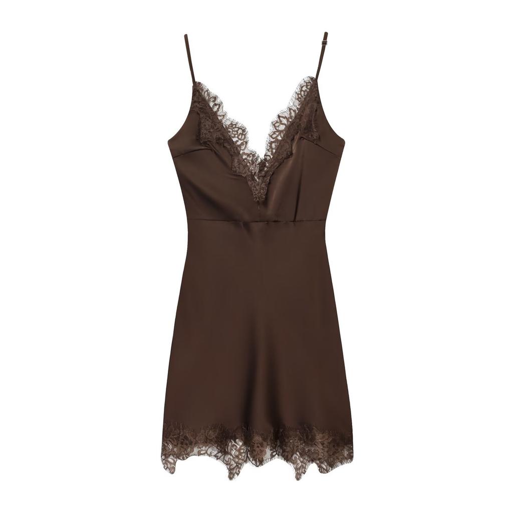 Женское летнее новое сексуальное модное платье на бретельках с кружевом в европейском и американском стиле, подчеркивающее индивидуальность