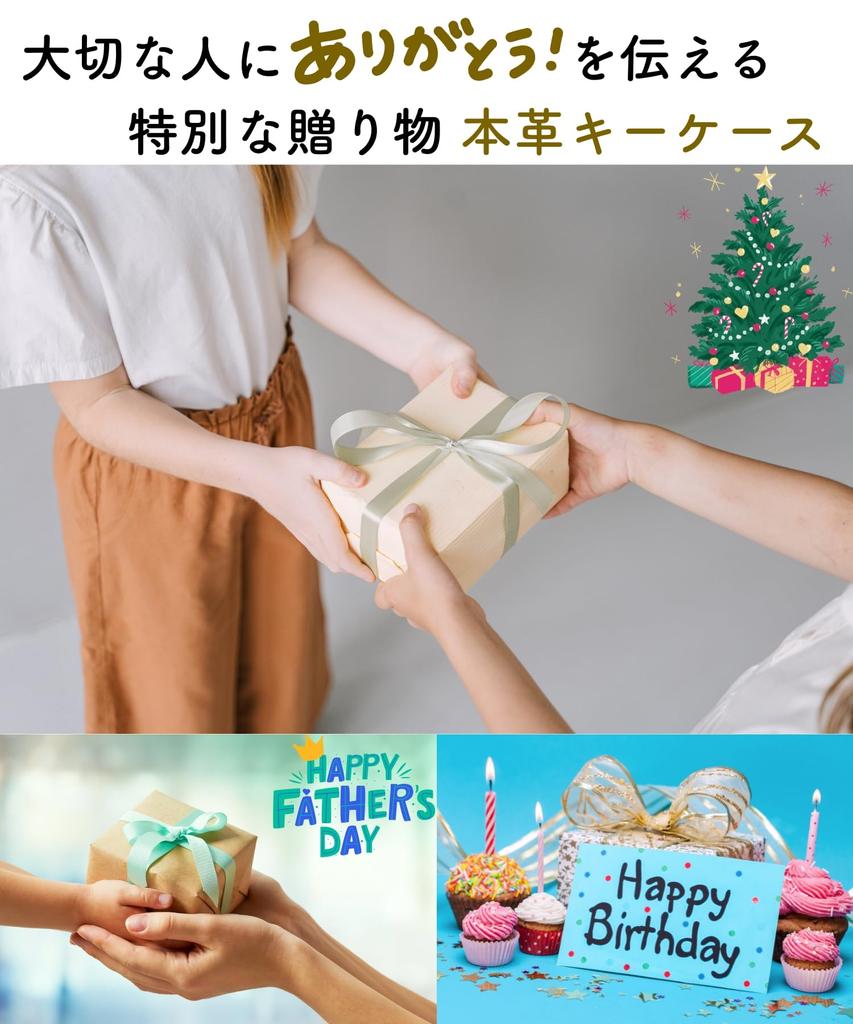 Ventury Men's Key Case, Smart Key Case, Genuine Leather, Card Case, Carabiner Included, Dark Brown