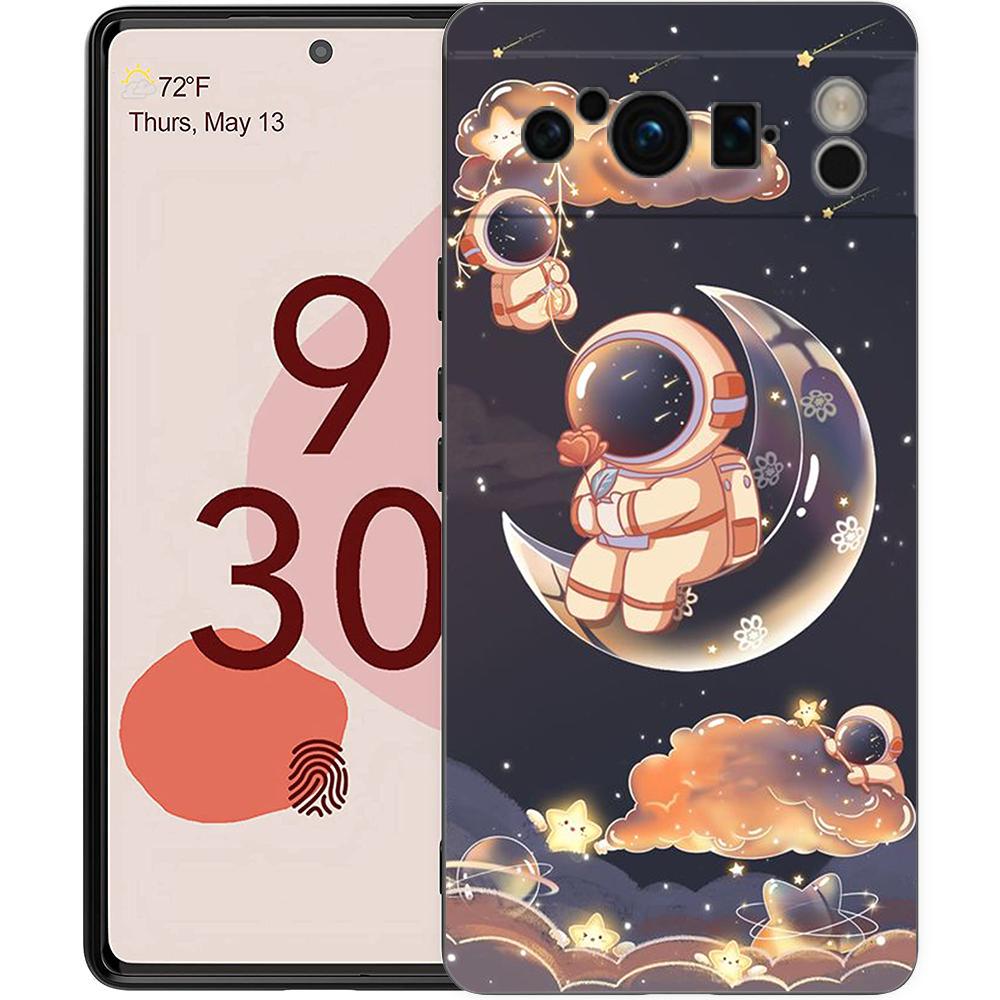 Милый мультяшный астронавт для Google Pixel 8 7 6 Pro 6A 5G черный чехол для телефона мягкая противоударная задняя крышка силиконовый чехол TPU