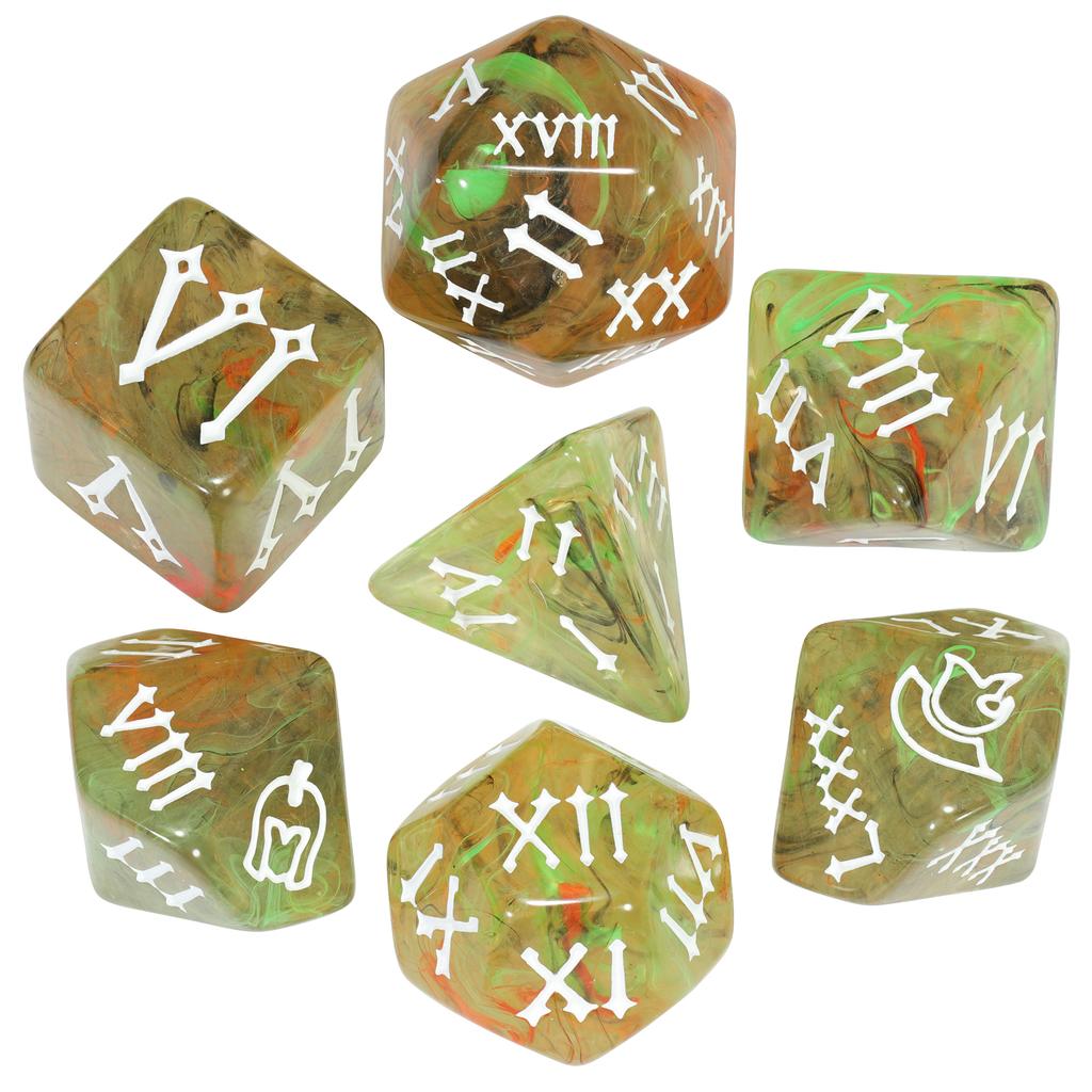 7pcs DND Dice Set Creative Design Roman Number Pattern Polyhedral Dice for Dungeons Game Role Playing Table Games