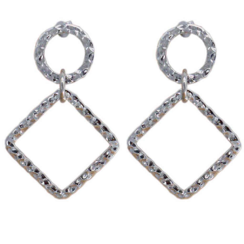 Квадратные кованые серьги из стерлингового серебра 925 пробы, круглые серьги-гвоздики ручной работы, подарок для нее