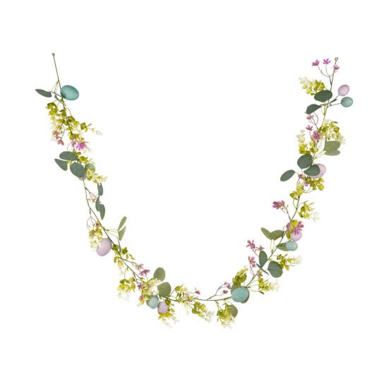 Пасхальная гирлянда Искусственная гирлянда с яйцами, ушками ягненка, листьями для весеннего камина, окна, стены, интерьера, улицы