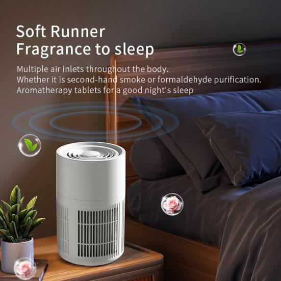 Small Air Purifier Wide Coverage Range Energy-saving Low Noise Activated Carbon Filter Compact Air Cleaner Odor Remover