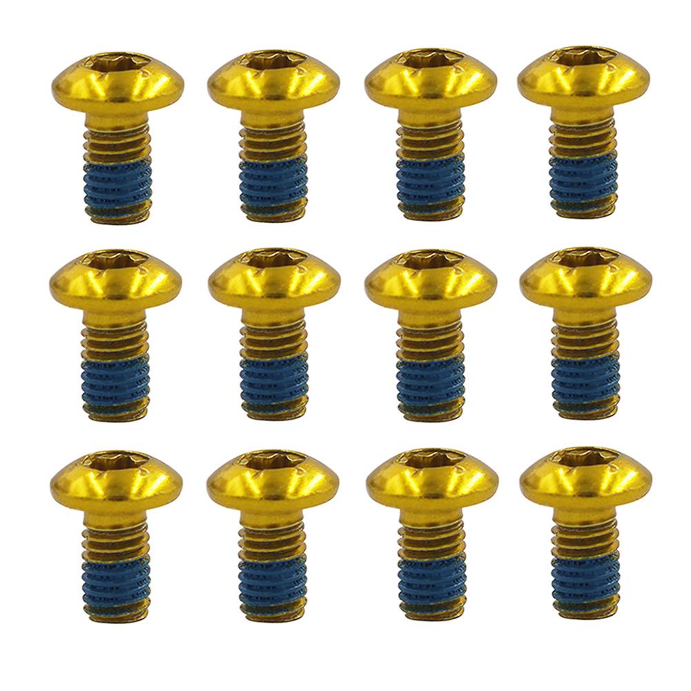 12pcs Bicycle Disk Brake Rotor Bolts Lightweight Steel Repair Accessories Mountain Bike Color Non-slip Disc Screw