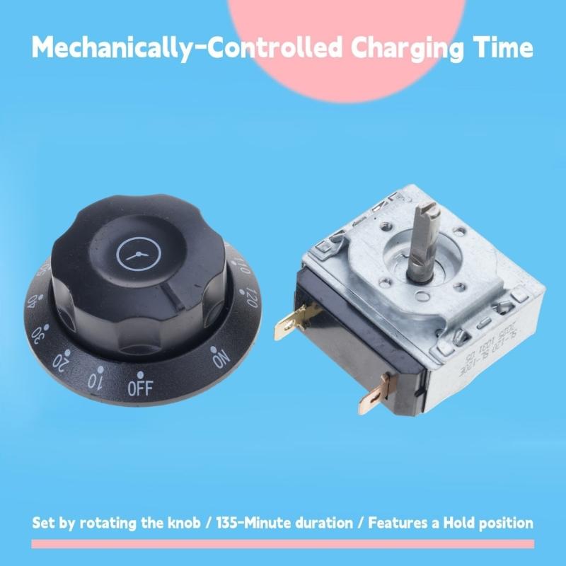 120 Minutes Mechanical Timers Replacement Set Including Knob and Mounting Screws for Chargers Timers Compatibility