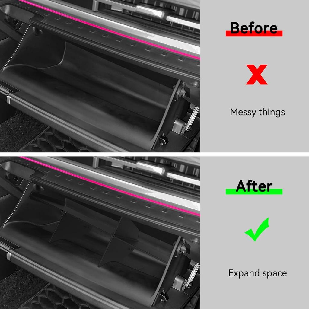 LUCKEASY Разделитель для перчаточного ящика для Hyundai Santa Fe 2026 2025 2024 Органайзер-разделитель для аксессуаров Santa Fe ABS Всепогодный Водонепроницаемый Черный