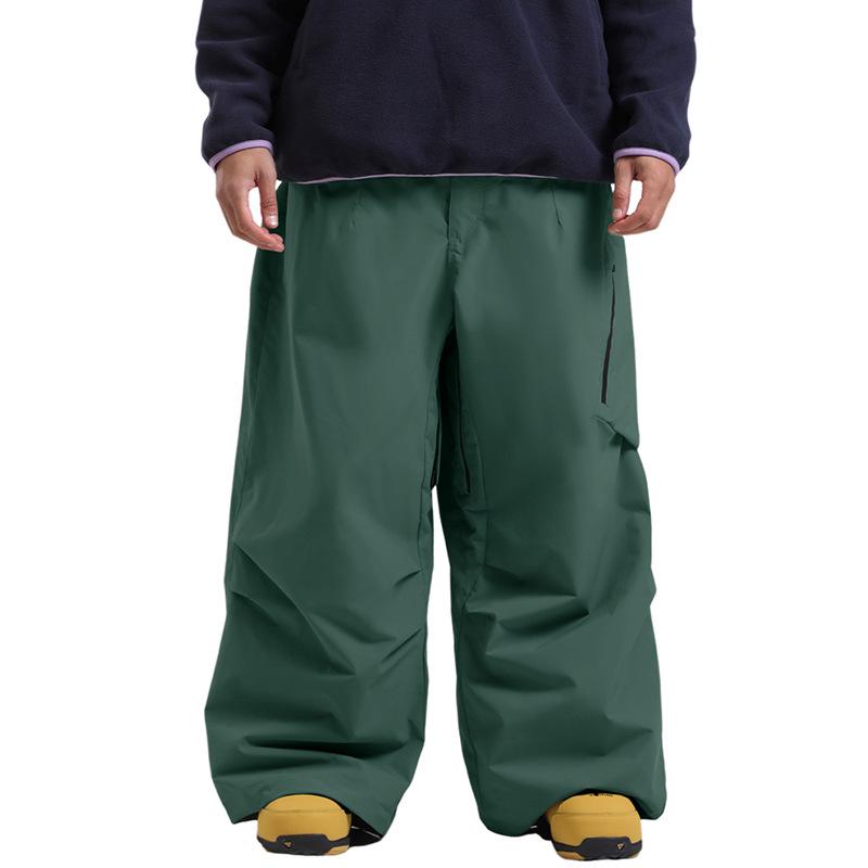 New Unisex Windproof Waterproof Ski Pants - Warm, Solid Color, Loose Fit for Outdoor Snowboarding