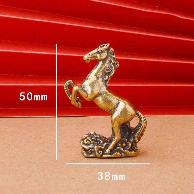 Винтажная медная статуэтка лошади со знаком зодиака, украшения фен-шуй, латунные миниатюрные фигурки животных, приносящих удачу, настольные украшения, поделки
