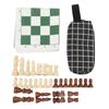 Chess Board Game Set Roll Up PU Leather Chess Board Wooden Chess Pieces Portable Chess Set with