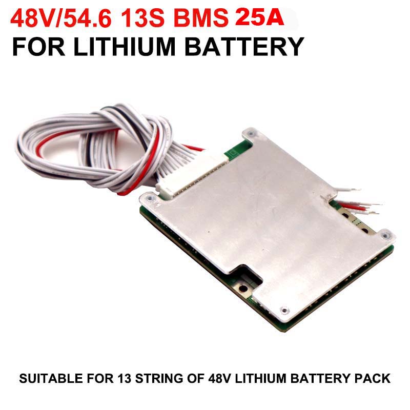 48v 54.6v 13-струнная BMS 25A разряд Балансировочная IC Плата защиты PCB DIY 3.7v 18650 21700 26650 13s Литиевая аккумуляторная сборка
