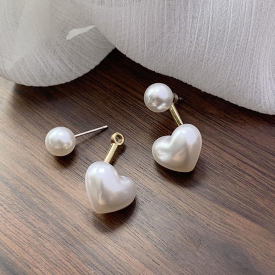 1 пара пирсинга, белые темпераментные женские серьги с искусственным жемчугом в форме сердца, изящные серьги, ювелирные аксессуары