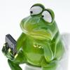 Frog Figurine Watching Phone Cartoon Frog Statue Resin Sculpture Indoor