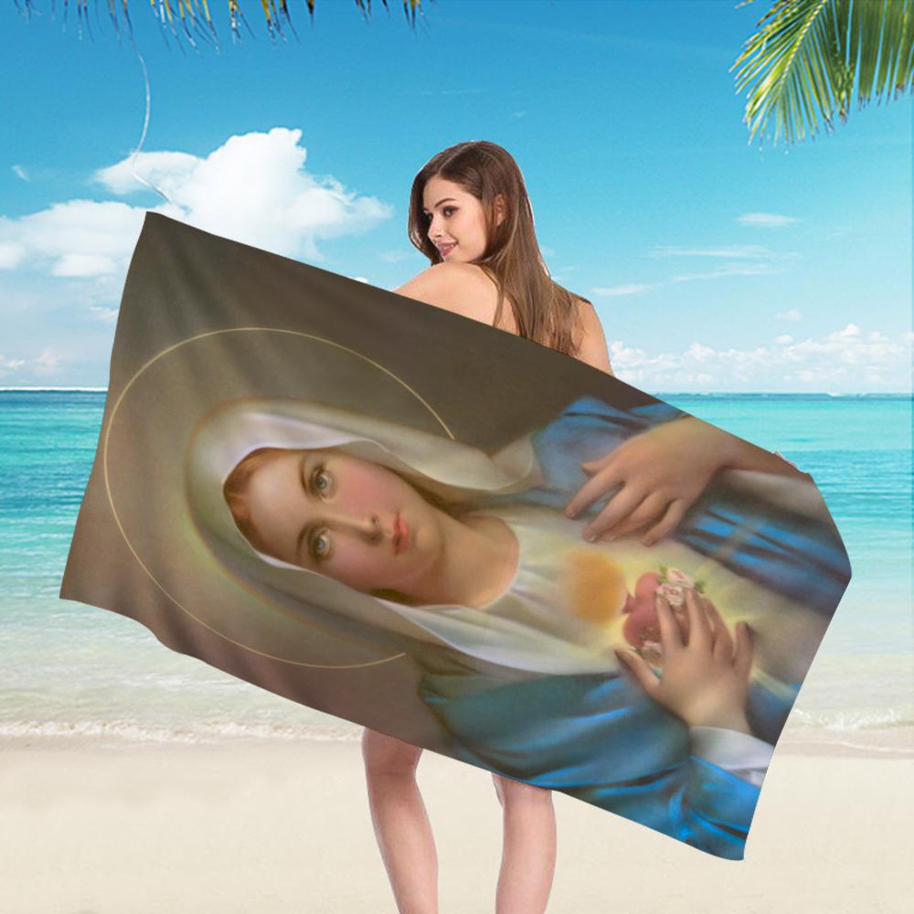 Virgin Mary Christian Towel Microfiber Beach Towel Absorbent Quick dry Soft Yoga Swimming Resort Mountain Climbing Towel
