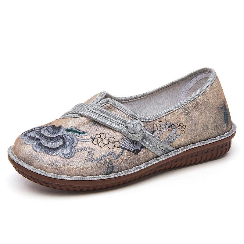 JinshiyuanShu Женские туфли-лодочки повседневная обувь обработка на заказ этнические вышитые тканевые туфли с мелким вырезом туфли-лодочки женские туфли для мамы